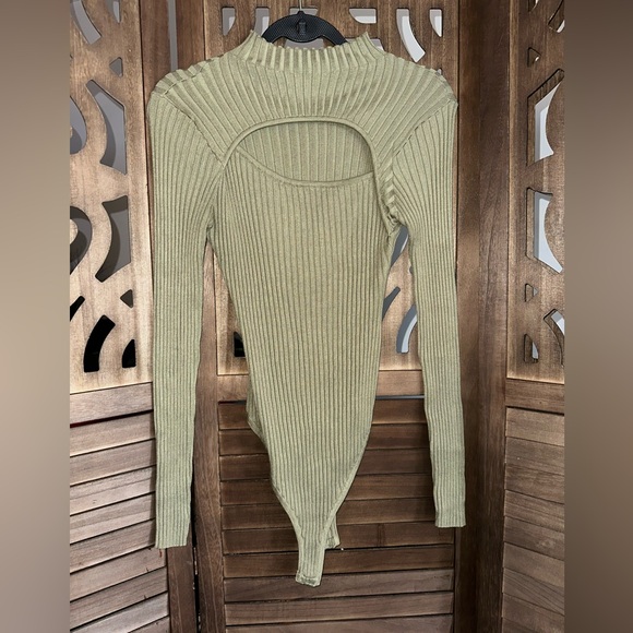 Fashion Nova Sage Ribbed Bodysuit - Picture 2 of 16